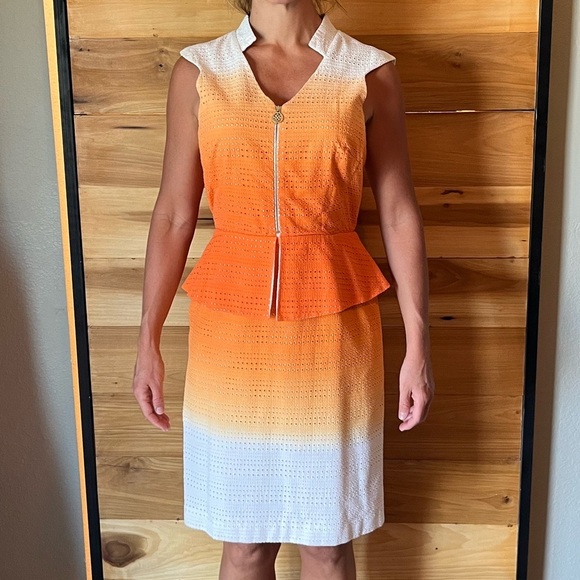 Antonio Melani Ombré Orange/White Structured Dress - Picture 1 of 4